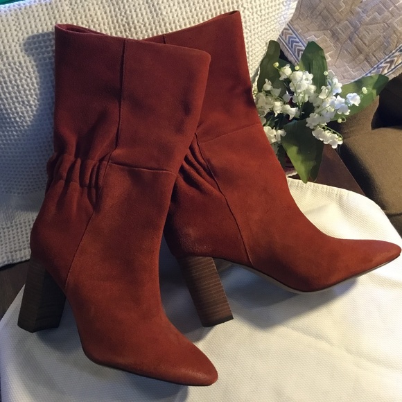 CHARLES BY CHARLES DAVID Women's Red Ruched Barrie Leather Booties Size 8M - Picture 4 of 11